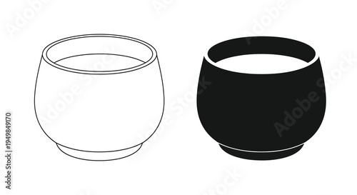 A minimalist depiction showcases two rounded egg shaped vessels one white and one black side by side high quality professional