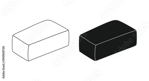 A simple black and white illustration depicts two rectangular prisms one white and one black side by side high quality professional detailed modern