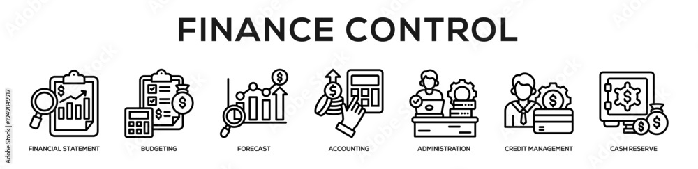 Obraz premium Finance Control web banner icon illustration concept