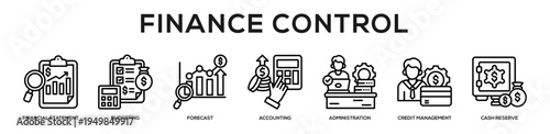 Finance Control web banner icon illustration concept