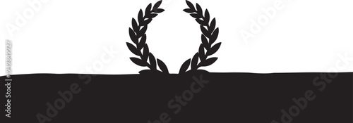 Floral laurel branch vector silhouette for memorial ground decoration and funeral line art