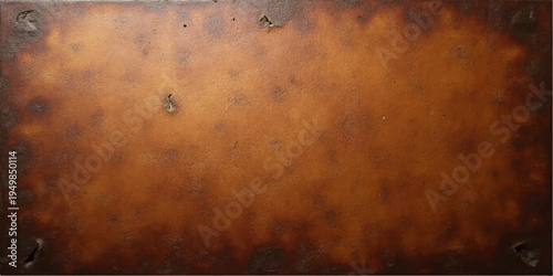 A vintage aged brown texture features an old rusty metal plate with a grungy stained surface and antique pattern for a dirty retro backdrop design