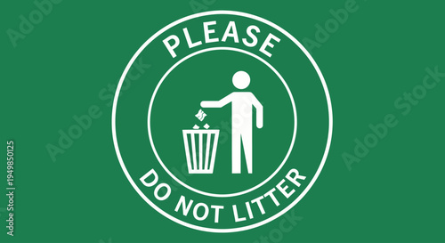 A person properly disposes trash in a litter bin with a warning sign to not litter