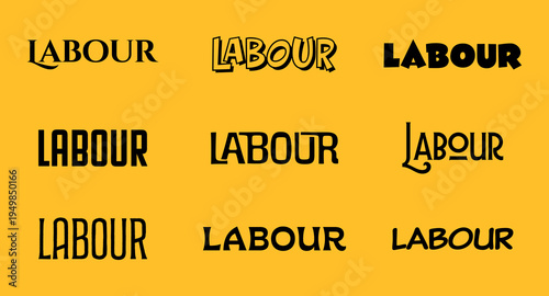 International labour day creative typography set. vector illustration design in text style.
