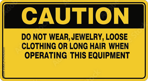 A caution sign with warning text is displayed prominently on equipment