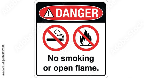 Warning sign prohibits smoking and open flames indoors clearly