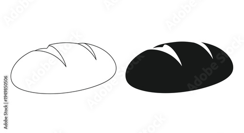 A simple illustration shows two views of a loaf of bread one outlined and one solid black emphasizing shape