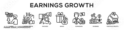 Earnings Growth web banner icon illustration concept