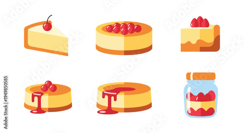 Cheesecake Gourmet Line art modern abstract vibrant color vector