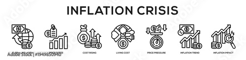 Inflation Crisis web banner icon illustration concept