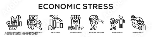 Economic Stress web banner icon illustration concept