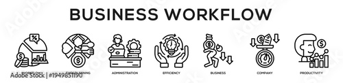 Business Workflow web banner icon illustration concept