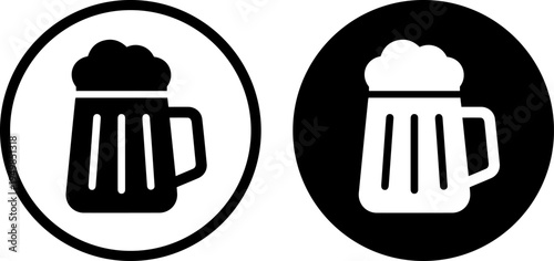 Contrasting beer mug icons with different color schemes for visual emphasis