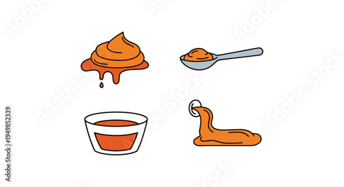 Caramel Sauce Line art vector creative modern fluid abstract illustration