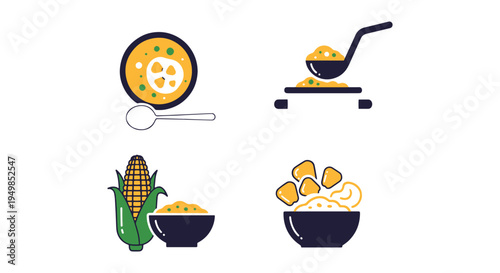 Corn Chowder Line art vector modern abstract vibrant color