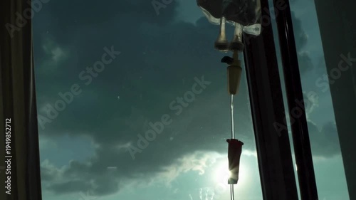 Closeup of IV drip Close-up Medical equipment Set of iv fluid intravenous drop background in operation room therapy or infusion for a disease