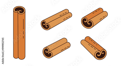 Cinnamon Stick Line art vector minimal smooth abstract color illustration