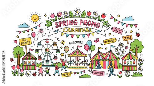 Spring Promo Carnival Colorful Festive Design