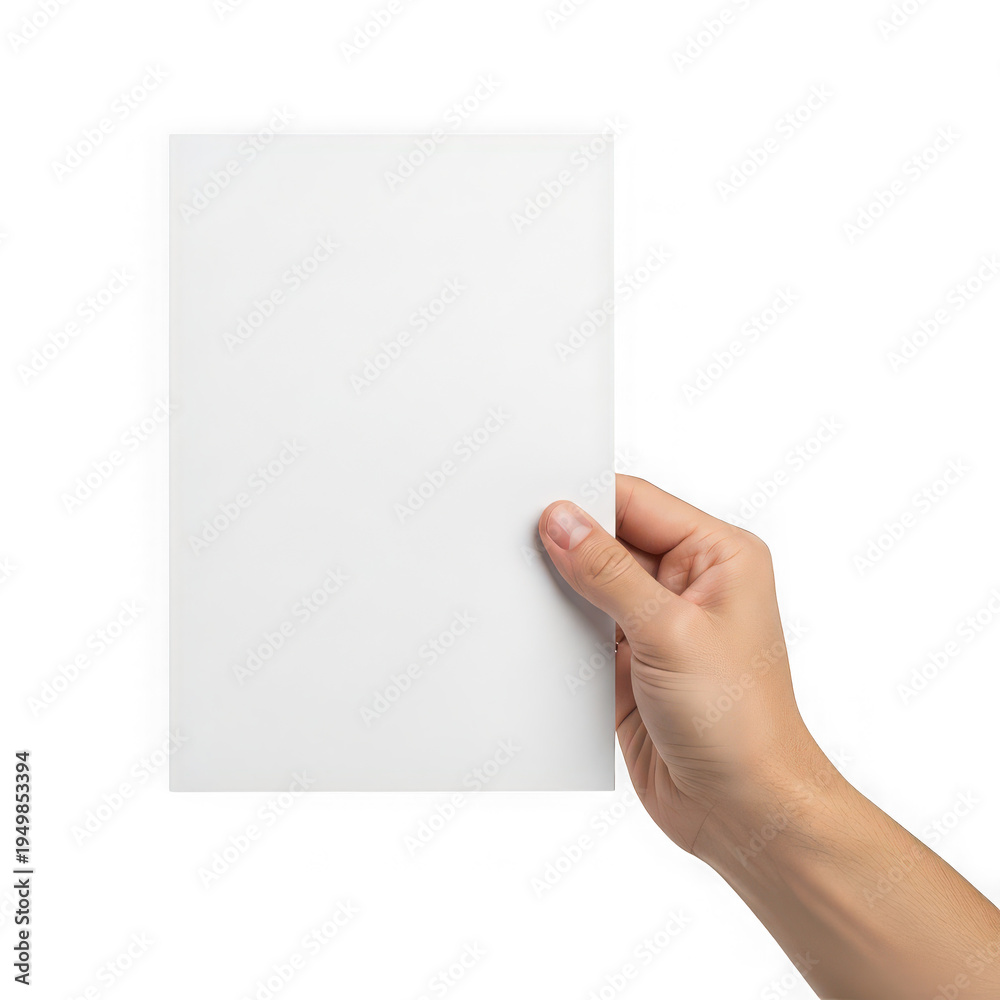 Obraz premium A hand holding a blank white piece of paper