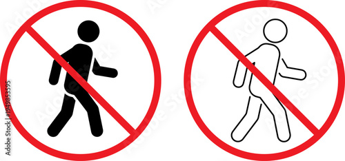 Prohibition signs for walking and running in specific areas