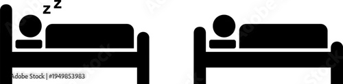 Two icons depicting different sleeping positions on beds with pillows and mattresses.