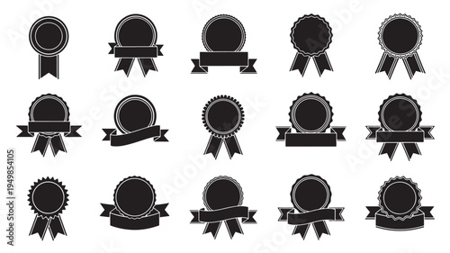 a set of black vintage crest emblem badges on white background for design and decoration