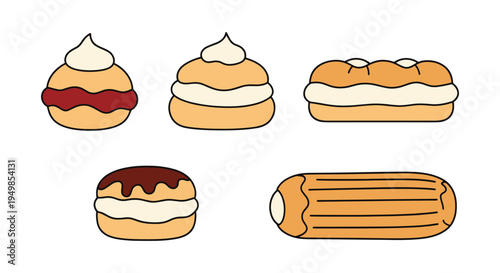 Cream Puffs Line art vector clean abstract color theme illustration