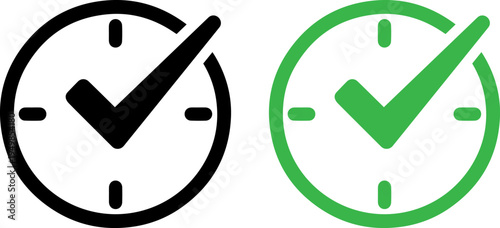 Contrast of completed tasks using black and green checkmarked clocks