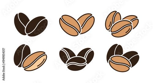Coffee Beans Line art vector clean contemporary abstract color