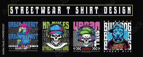 Urban Streetwear T-Shirt Design Bundle – Modern Graffiti Typography Graphic Pack