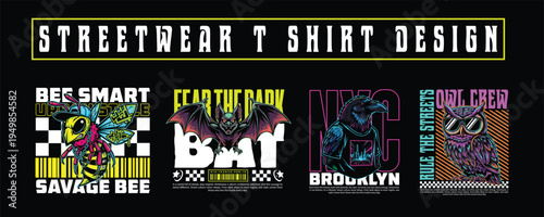 Urban Streetwear T-Shirt Design Bundle – Modern Graffiti Typography Graphic Pack