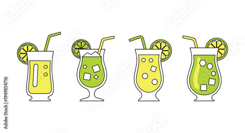 Classic Daiquiri Line art flat modern abstract vector