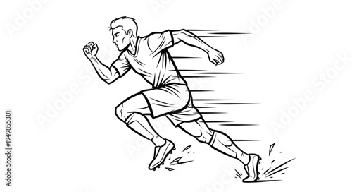Athlete running fast with motion lines illustration.