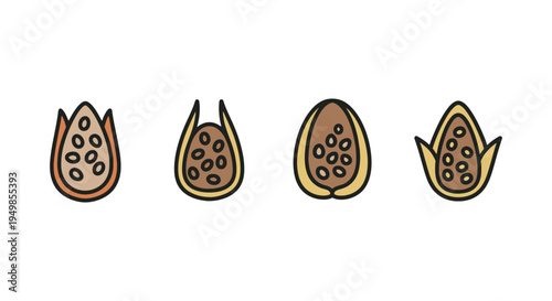 Chia Seed Line art vector set modern abstract artistic illustration