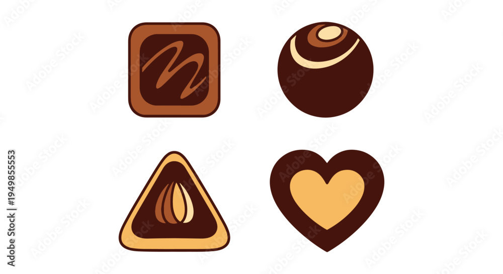 Fototapeta premium Chocolate Praline Line art colorful abstract modern illustration