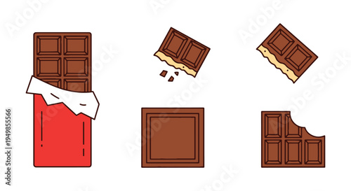 Chocolate Bar Plate Line art modern abstract vibrant color vector