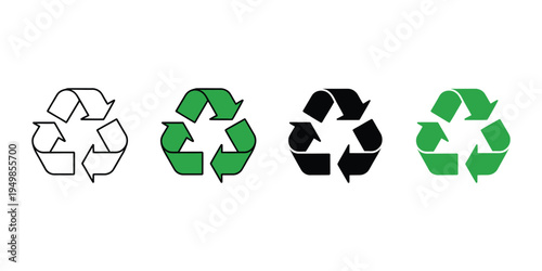 Recycling symbol icon sustainability symbol for environmental protection waste management and green ecology set, eco friendly circular arrows symbols for recycling programs environmental care