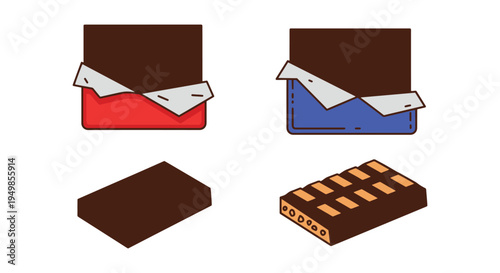 Chocolate Bar Plate Line art modern smooth abstract illustration