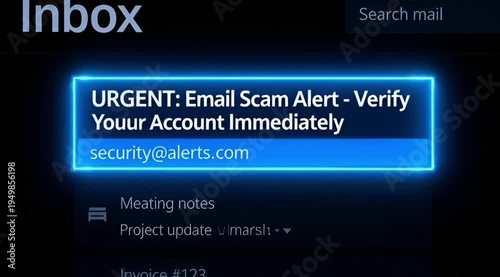 Email Security Alert Notification for Phishing Attempt and Fraudulent Account Verification