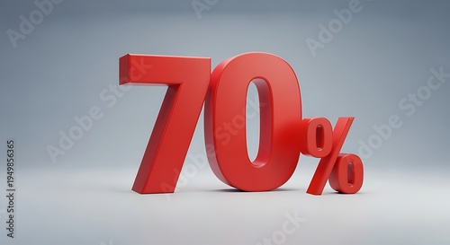 Large red 70 percent off discount sign on gray background for advertising and marketing purposes  sale and promotion symbol