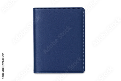 Dark blue leather passport cover on transparent background