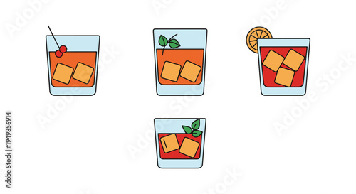 Classic Old Fashioned Line art flat abstract colorful illustration