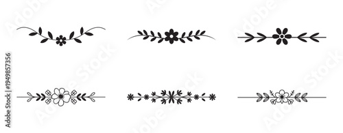 Collection of decorative floral line dividers and botanical flourishes