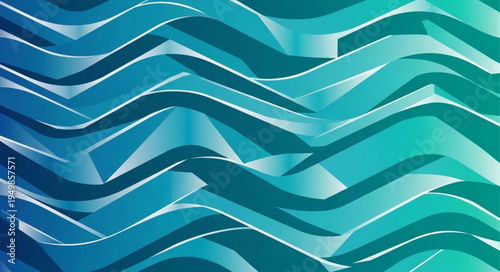 Abstract Blue Green Wavy Lines Pattern.