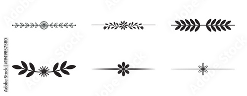 Set of elegant floral text dividers and decorative ornamental lines