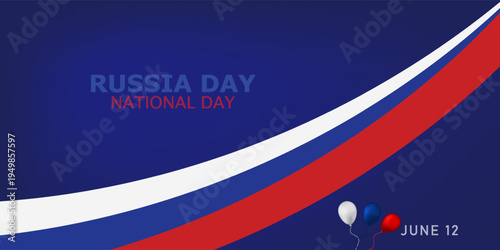 PrintDay of Russia - Russian holiday. Day of Russia handwritten letteringwith flying birds in the sky typography vector design for greeting cards and poster. Russian translation: Day of Russia.