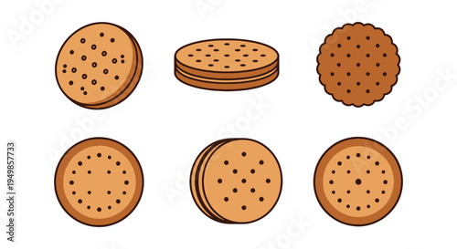 Digestive Biscuits Line art clean abstract artistic vector