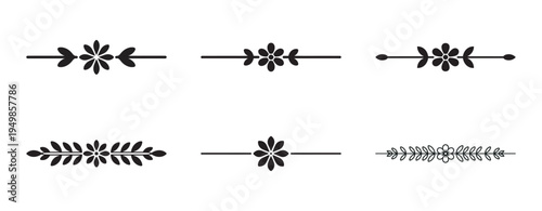 Set of simple decorative floral dividers for text and page design