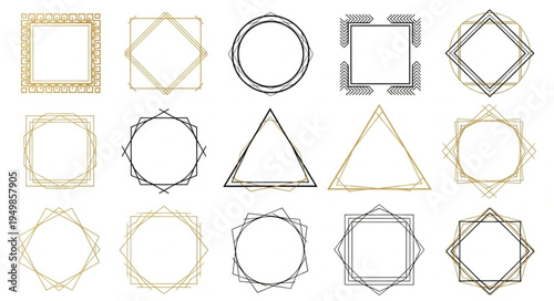 Collection of Decorative Geometric Borders and Frames.
