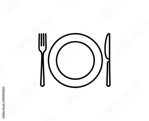 Restaurant food icon dinner sign hotel service symbol quality design element style restaurant food icon, dining plate fork knife and spoon symbol for restaurant menu catering
